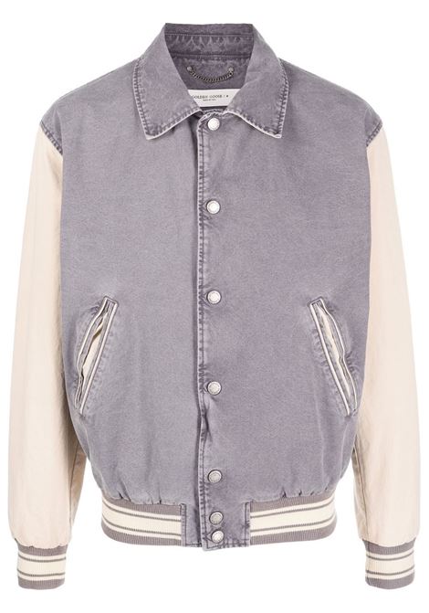 Bomber in cotone grigio e beige con logo GGDB GOLDEN GOOSE | GMP01310-P00104882236